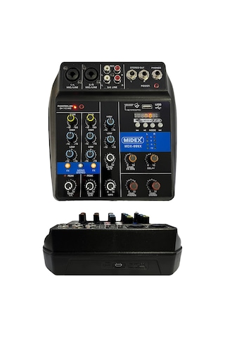 Midex Mdx-999X Stüdyo Kayıt İçin Ses Kartlı + 48 V Phantomlu Kayıt Mikseri + Xlr Kablo + Rca