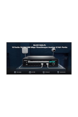Ruıjıe Reyee Rg-es110gs-p-l 10 Port, 8 Port Gigabit Poe, 120w, 1 Port Spf, 1 Port Gigabit Uplink, S