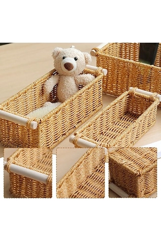 Bosphorusboutique02 Treasure Rattan Storage Basket, Multi-color, For Raft Shelves, Hasır Saklama Çok Renkli Çok Renkli