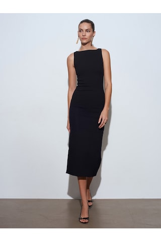 Dilvin 91099 Vücuda Oturan Midi Elbise-siyah Siyah