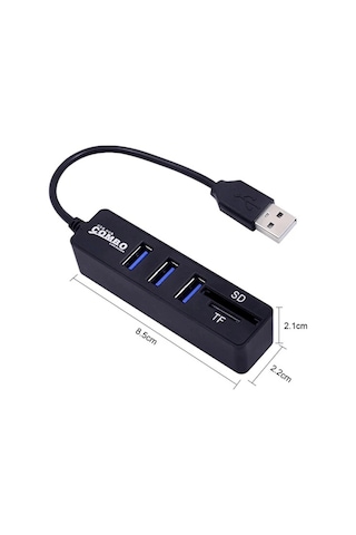 Combo 3 Port Usb 2.0 Hub + Tf / Sd Kart Okuyucu