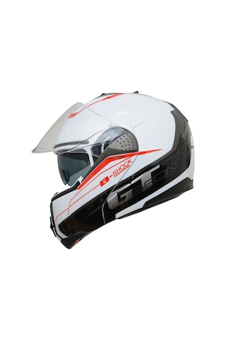 Beon B700 B-Shock Çene Açılır Vizörlü Kask Beyaz - Kırmızı