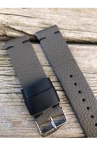22 Mm Gri Deri El Yapımı Deri Kordon
