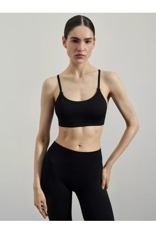 Zarına Fitness İçin Askılı Çizgili Spor Üst 232324093 Siyah