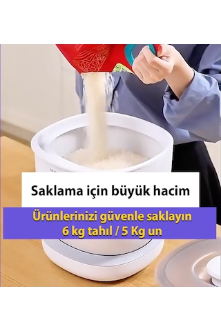 Saklama Kabı, 6 Kg Silikon Kapaklı Sızdırma Yapmaz Beyaz