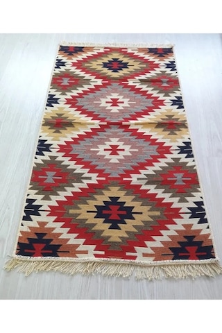 Çift Taraflı Yıkanabilir Dokuma Kilim 6 Metrekare Zilli 200x300cm Çok Renkli