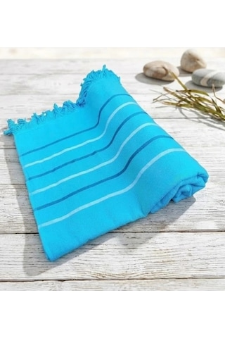 Hızlı Kuruyan, Yer Kaplamayan %100 Pamuklu Turkuaz Waves Plaj Peştemali Çok Renkli