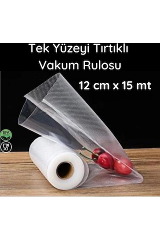 Rulo Vakum Torbası - Tek Yüzeyi Tırtıklı- 12 Cm X 15 Mt