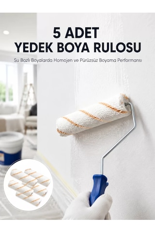 Northcity 5 Li Mini Rulo Boya Seti Duvar Tavan Emülsiyon Uygulama - Pürüzsüz Ve İz Bırakmayan Çözüm 17,5 KĞ