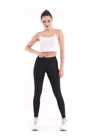 Self Clothing Kadın Siyah Yüksek Bel Dayanıklı Örme Kumaş Toparlayıcı Spor Tayt