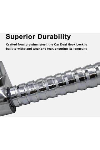 Prestigegoods Araba Direksiyon Fren Kilidi Katı Çelik Çift Kancalı 2 Anahtarlı Geri Çekilebilir Debriyaj Pedal Kilidi Gümüş Gümüş