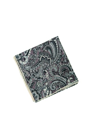 Ebruli Pamuklu Etnik Desenli Soft Eşarp 90x90 Cm Gri - Siyah