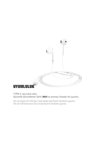 Diğer - Samsung A53- A54- A55- A56 - A57 Uyumlu Type C Mikrofonlu Kablolu Kulaklık Ep81