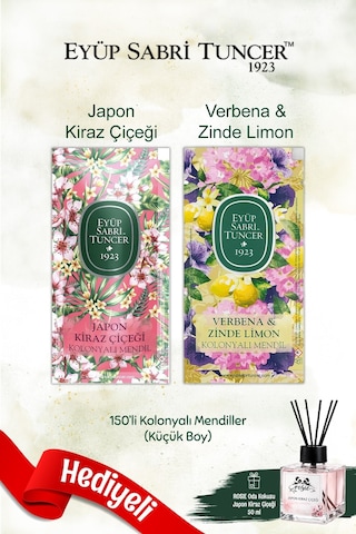 Eyüp Sabri Tuncer Japon Kiraz & Verbena Kolonyalı Mendil 150'li ve Rosie Oda Kokusu Tekli