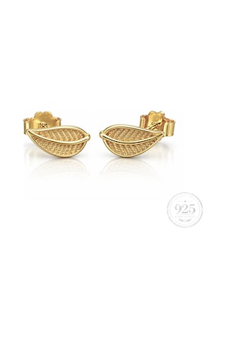 Servi 925 Ayar Gümüş Golden Leaf Yaprak Küpe-543 Altın - Gümüş Servi 925 Ayar Gümüş Golden Leaf Yaprak Küpe-543 Altın - Gümüş