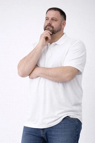 Veraura Lifestyle Erkek Pike Kumaş Düğmeli Yaka Battal Büyük Beden Günlük Kısa Kol Tişört T-shirt - Beyaz
