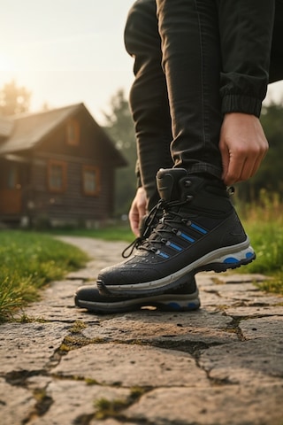 Enoch Erkek Siyah Mavi Waterproof Kürklü Outdoor Trekking Ve Doğa Yürüyüş Botu Siyah - Mavi