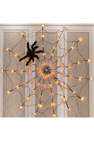 Kosona Halloween Dekorasyon Işıklı Örümcek Ağı 1m 70 Led Isı Beyaz 8 Flaş Modu Uzaktan Kumandalı Pilli Işık Diğer