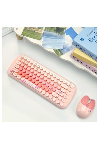 Mofıı Candy Kablosuz Klavye Mouse Seti 2.4g Yuvarlak Tuşlu Kompakt Renkli Set Optik
