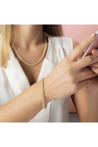 Çift Burgu Altın Bileklik 14 Ayar 18-20 Cm Sarı Altın