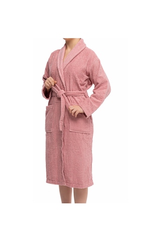 Soley Minerva Extra Yumuşak %100 Pamuk Kadın / Erkek Unisex Bornoz Gül Kurusu