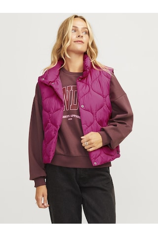 Jack & Jones Kadın Düz Renk Kolsuz Yelek - Sena Fuchsia Red Çok Renkli