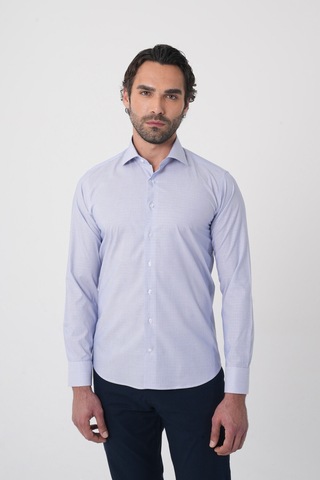 Bisse Erkek Regular Fit Uzun Kollu İtalyan Yaka Mavi Gömlek Gmkls252006 E35 Mavi