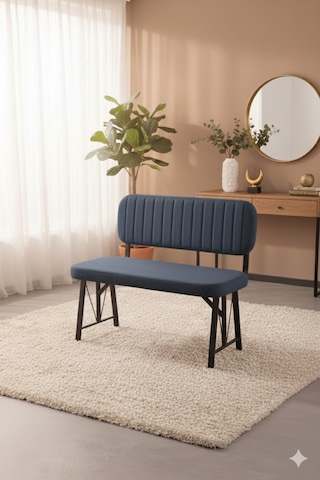 Elfin 70x110 Siyah Sabit, 2 Sandalye 1 Bench, Masa Sandalye Takımı, Mutfak Masası Takımı - Lacivert