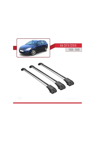 Kia Ceed Sportswagon 2006-2009 Arası İle Uyumlu Ace-1 Ara Atkı Tavan Barı Gri 3 Adet Bar