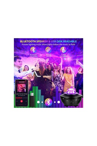 Galaksi Projeksiyonu, 10 Farklı Işık Yansıtma Modu, Bluetooth Hoparlörlü, Zamanlayıcılı Kapanma, Uzaktan Kumandalı, Ayarlanabilir Parlaklık, Çocuklar İçin Yıldızlı Gökyüzü Projektör Gece Lambası