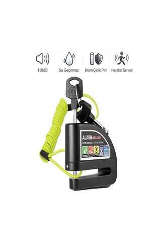 Pc-05 110db Kablolu Alarmlı 7mm Çelik Pim Motosiklet Scoter Bisik