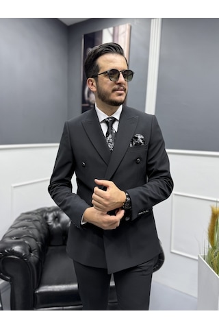 Avni Ceylan Milano Doppio Stil Kruvaze Takım Elbise Siyah