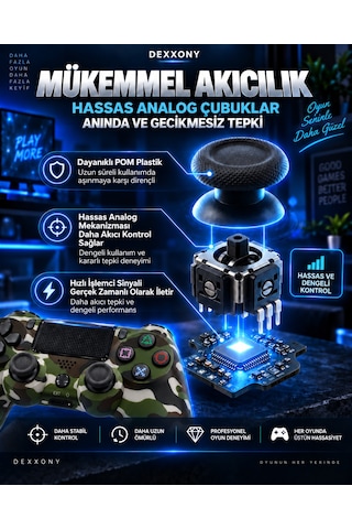 Dexxony Ps4 Uyumlu Kablosuz Bluetooth Oyun Kolu Pc/android Tv, Ölü Bölge, Kamuflaj
