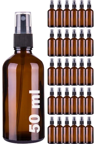 Afracam Amber 50 Ml Kapaklı Sprey Dezentektan Cam Şişe 30 Adet Siyah