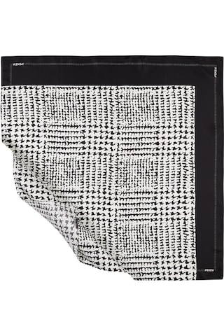 İpekevi Twill İpek Eşarp - Tweed Ekose - Siyah Beyaz - Gri