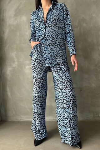 Verymoda Puantiyeli Pantolon F1468 Mavi Puantiyeli