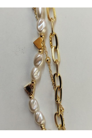 Kalpli Sedef Taşlı Çoklu Bileklik Seti Aksesuar Şık Çok Renkli