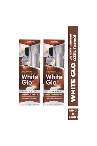 White Glo Çay & Kahve Tüketenlere Beyazlatıcı Diş Macunu 100 ML + Diş Fırçası x 2