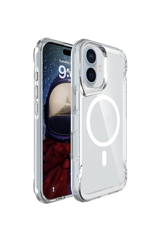 İphone Uyumlu 16 Kılıf Hptk Magsafe Şarj Özellikli T-max Magsafe Kapak-şeffaf Şeffaf