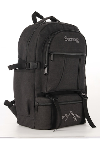 Sr-03 Unisex Kanvas Kumaş Laptop Bölmeli Outdoor Sırt Çantası Dağcı Sırt Çantası Escp01 Siyah