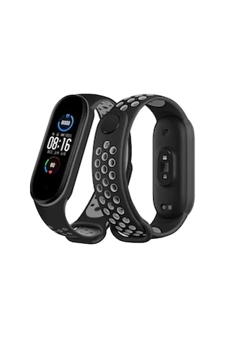 Newface Xiaomi Mi Band 6 Spor Delikli Kordon - Siyah-gri