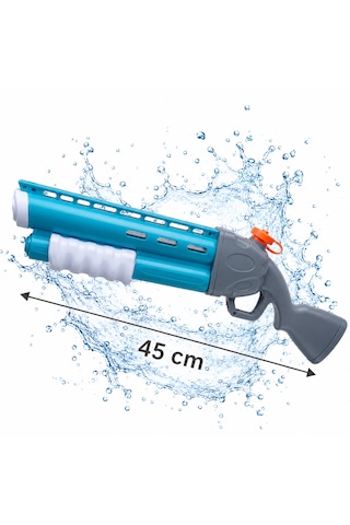 Su Tabancası Pompalı Büyük Boy 40 Cm Su Tüfeği 3+ Yaş Gri