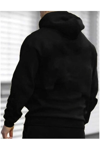 Buy Center Erkek Siyah Kapüşonlu Sweatshirt Black Baskılı SIYAH