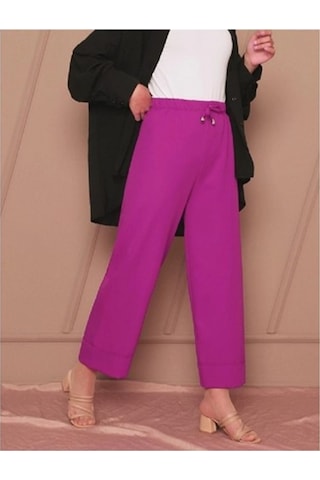 Sevgi Butik Bağcık Detaylı Double Paça Pantolon Mürdüm