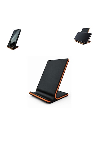 Özel Üretim Telefon Standı Telefon Tutucu Masaüstü Vb. İçin Özel Tasarım Ebat: 10,3 Cm X 6,9 Cm X 7 Cm Siyah - Turuncu