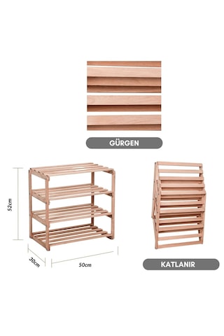 Reyo Bysay 4 Raflı Banyo Düzenleyici Raf Ahşap Mutfak Banyo Dolabı Çok Amaçlı Düzenleyici Raf Ahşap