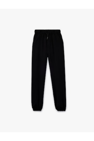 Koton Beli Bağcıklı Viskon Karışımlı Jogger Pantolon Siyah 6skb40120tw