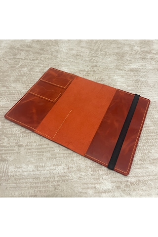 Bilikolik Hakiki Deri A5 Defter Kılıfı, El Yapımı, Telefon Cepli Ajanda Organizer, Defter Ve Kalem Dahil Turuncu
