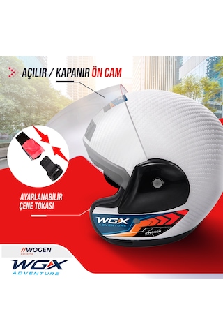 Wogen Karbon Yarım Kask Beyaz