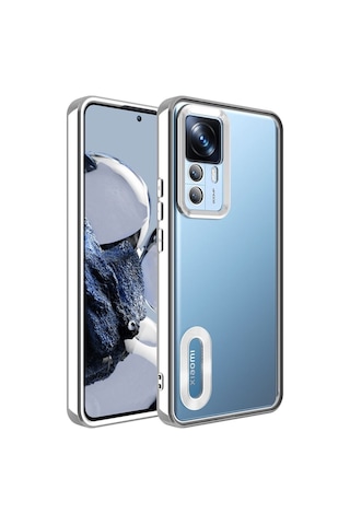 Xiaomi Mi 12t Pro Kılıf Kamera Korumalı Logo Gösteren Zore Omega Kapak Gümüş